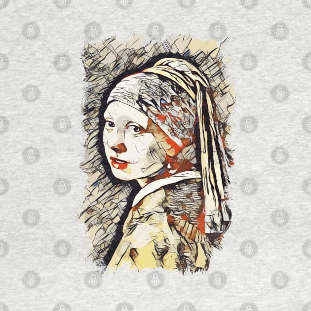 Girl with a Pearl Earring / Abstract Fan Art #02 by Naumovski